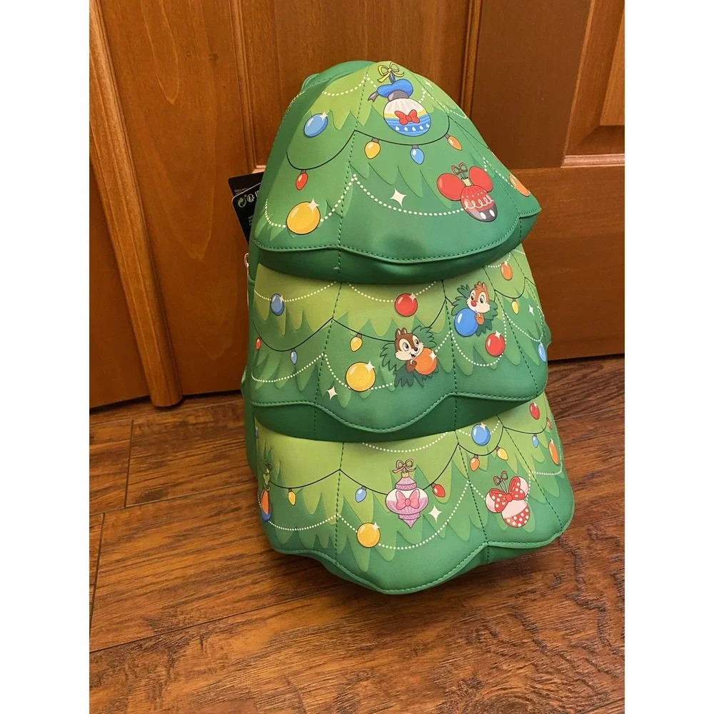 NEW Loungefly Disney Chip & Dale Christmas Tree Ornament Figural Backpack Green